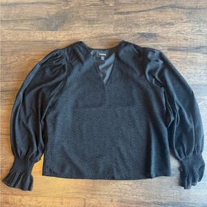 Express Black Textured Blouse